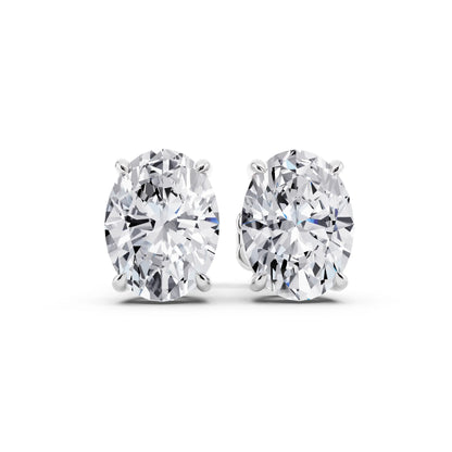 Tiger-prong Oval Lab Grown Diamond Stud Earrings, front view