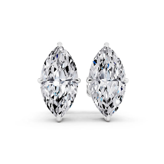Tiger-prong Marquise Lab Grown Diamond Stud Earrings, front view