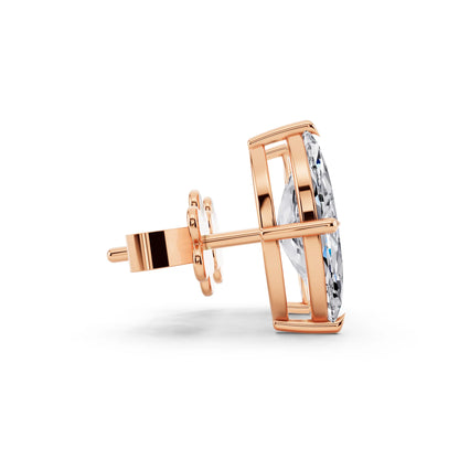 Rose Gold Tiger-prong Marquise Lab Grown Diamond Stud Earrings, side view