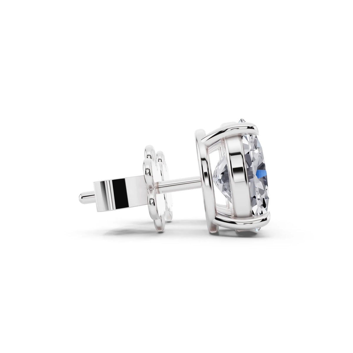 Tiger-prong Oval Lab Grown Diamond Stud Earrings, side view