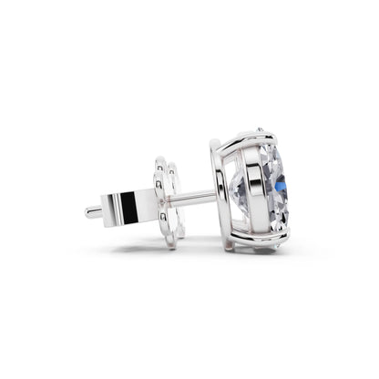 Tiger-prong Oval Lab Grown Diamond Stud Earrings, side view