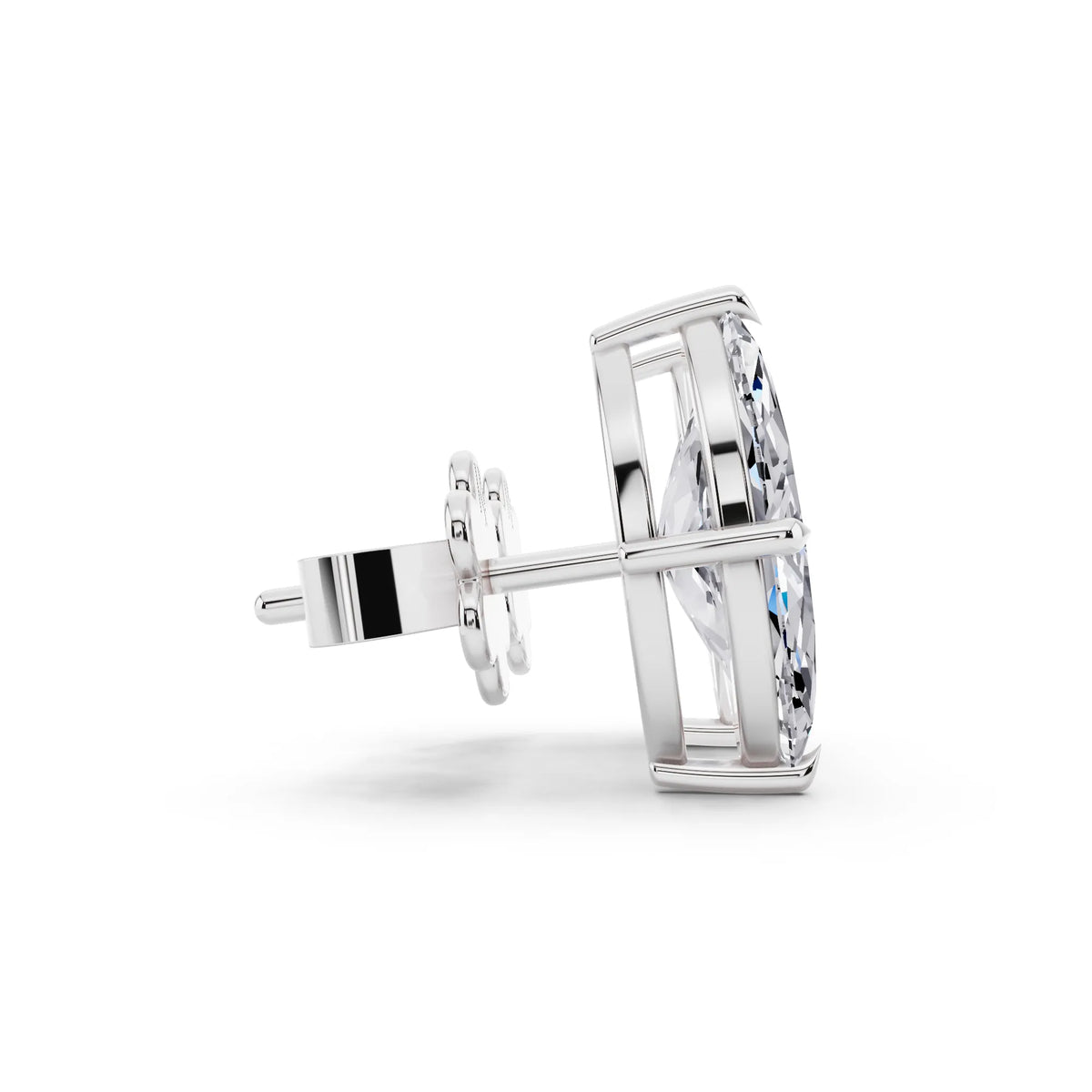 Tiger-prong Marquise Lab Grown Diamond Stud Earrings, side view