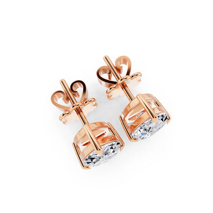 Rose Gold Tiger-prong Marquise Lab Grown Diamond Stud Earrings, top view