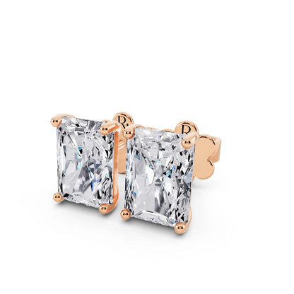 Rose Gold Martini Radiant Lab Grown Diamond Stud Earrings, close-up