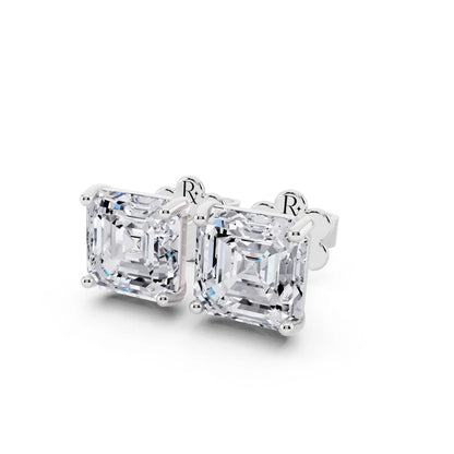 Martini Asscher Lab Grown Diamond Stud Earrings, close-up