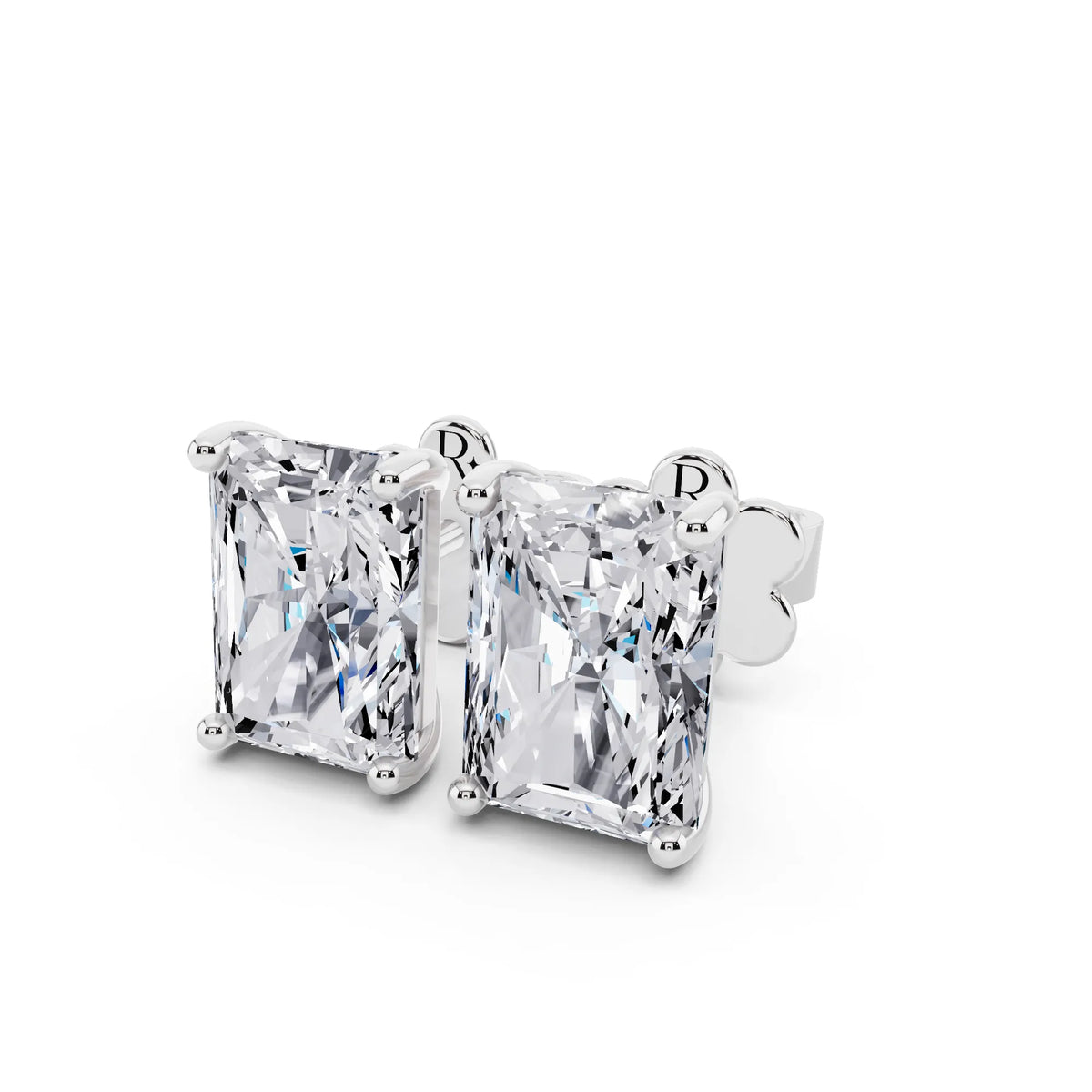 Martini Radiant Lab Grown Diamond Stud Earrings, close-up