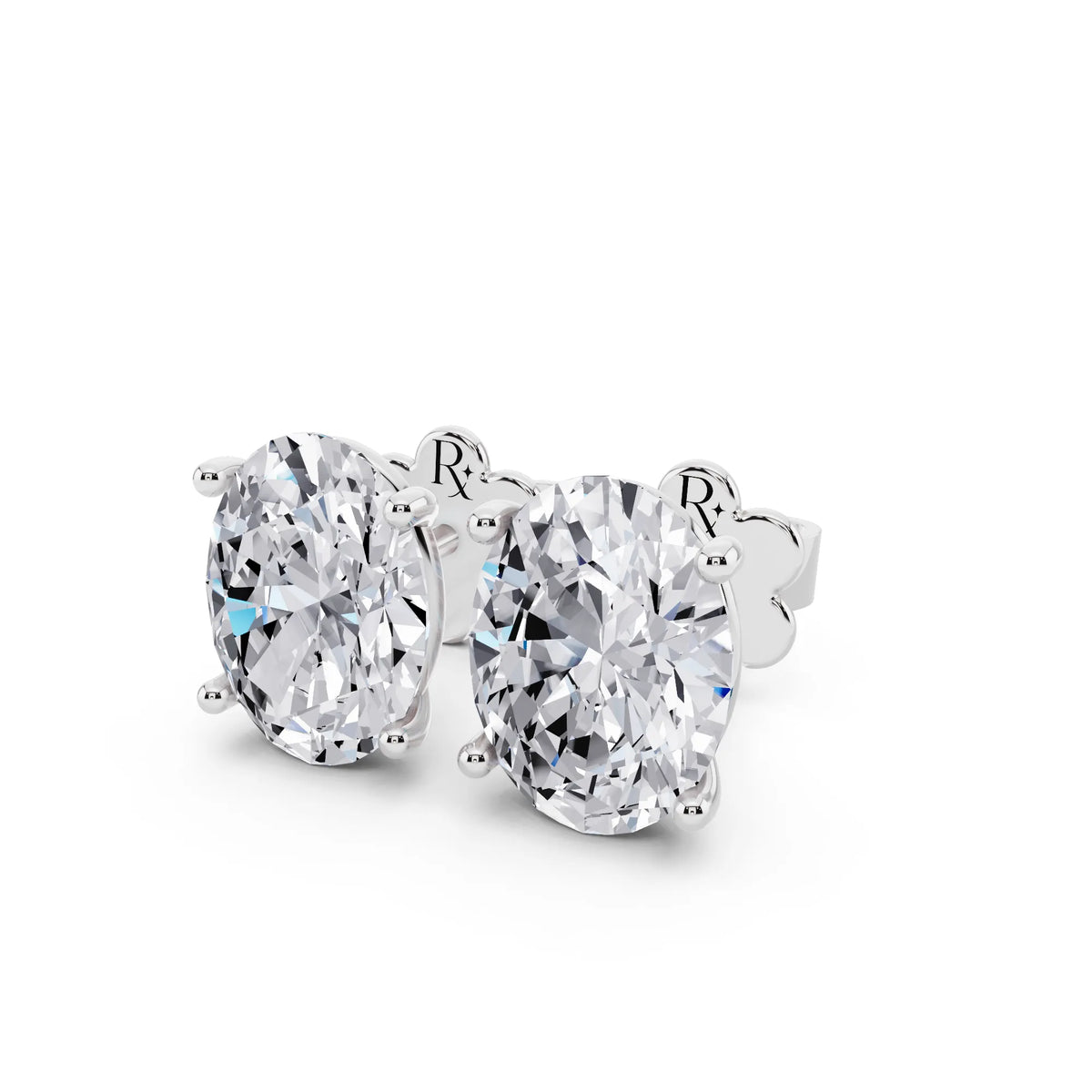 Martini Oval Lab Grown Diamond Stud Earrings, close-up
