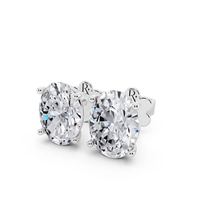Martini Oval Lab Grown Diamond Stud Earrings, close-up