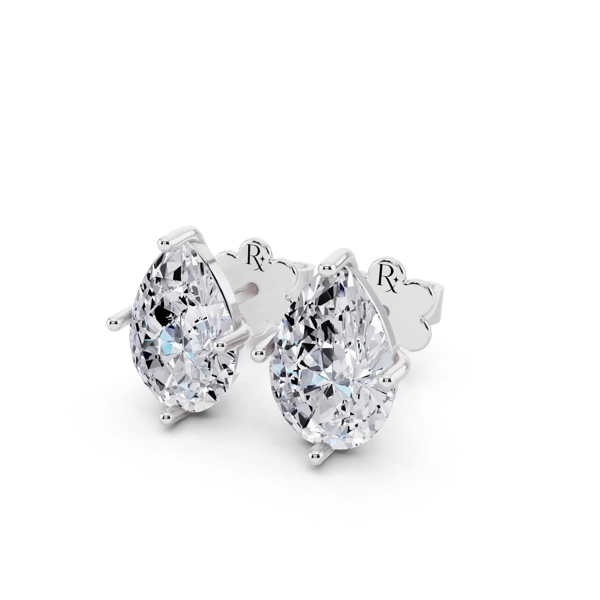 Martini Pear Lab Grown Diamond Stud Earrings, close-up
