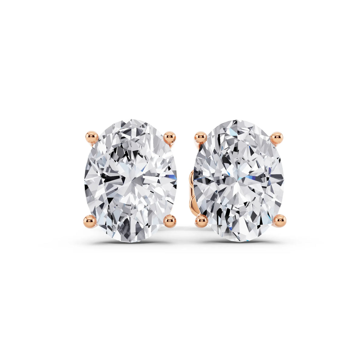 Rose Gold Martini Oval Lab Grown Diamond Stud Earrings, front view