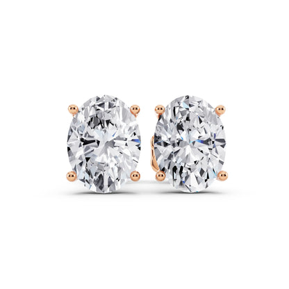 Rose Gold Martini Oval Lab Grown Diamond Stud Earrings, front view