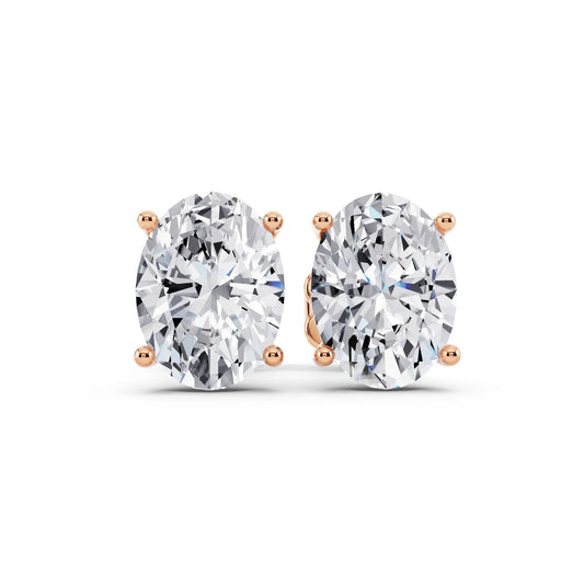 Rose Gold Martini Oval Lab Grown Diamond Stud Earrings, front view