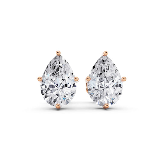Rose Gold Martini Pear Lab Grown Diamond Stud Earrings, front view