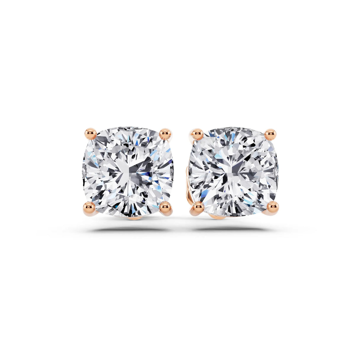 Rose Gold Martini Cushion Lab Grown Diamond Stud Earrings, front view