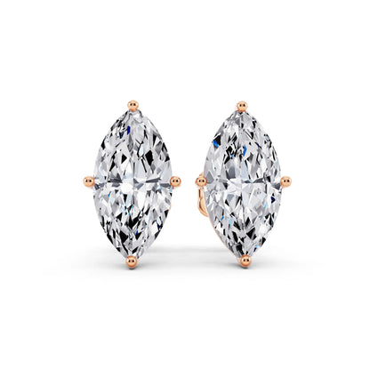 Rose Gold Martini Marquise Lab Grown Diamond Stud Earrings, front view