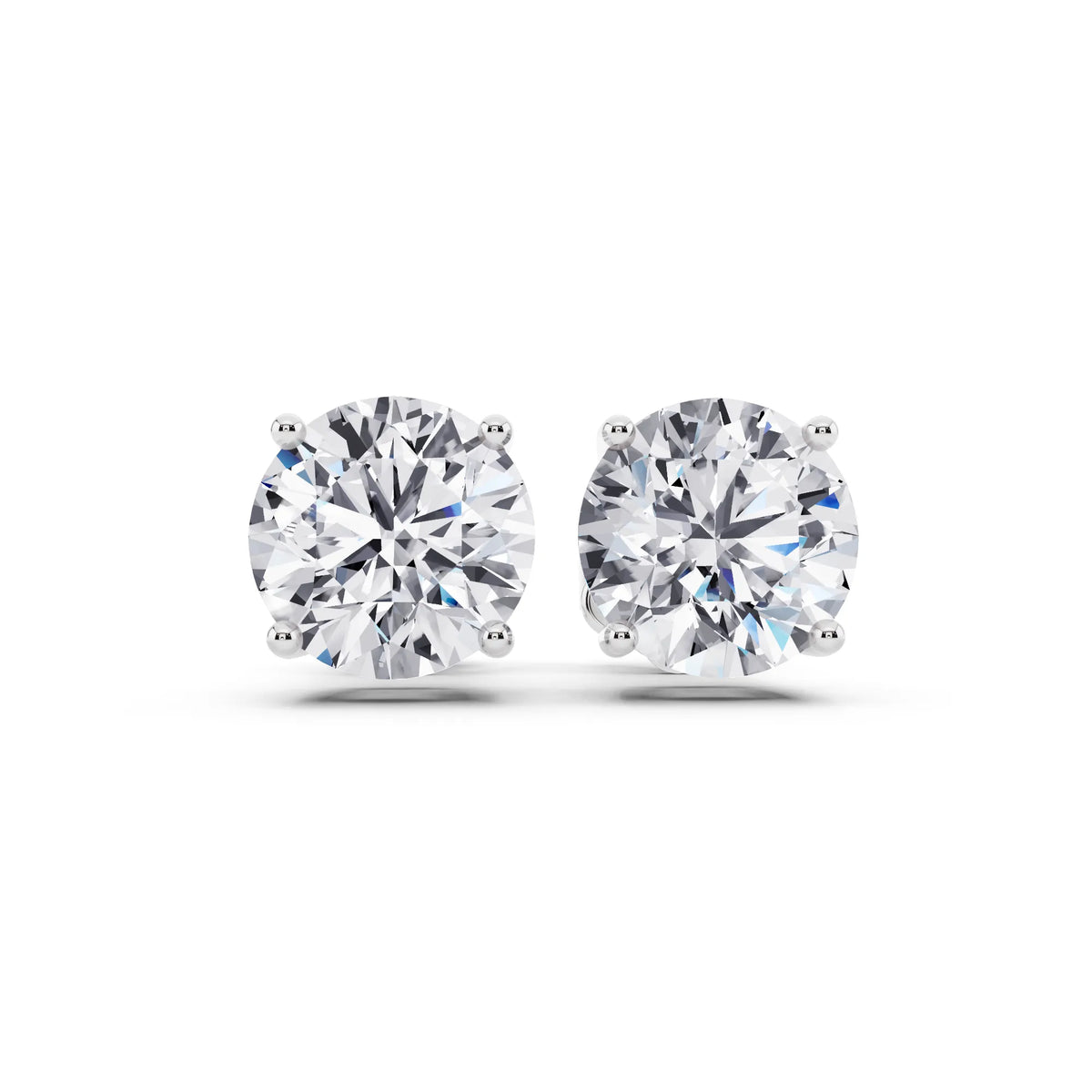 4 Prong Round Lab Grown Diamond Stud Earrings, front view