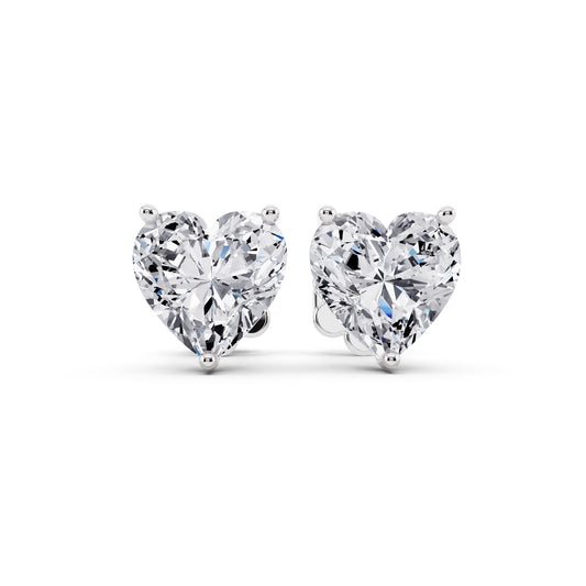 Martini heart cut diamond stud earrings front view