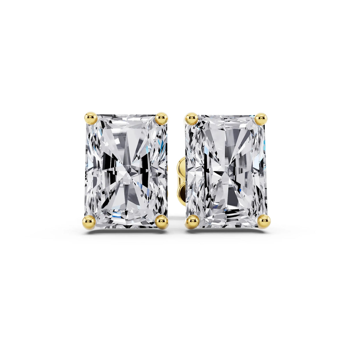 Yellow Gold Martini Radiant Lab Grown Diamond Stud Earrings, front view