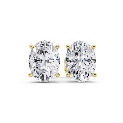 Yellow Gold Martini Oval Lab Grown Diamond Stud Earrings, front view