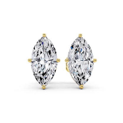 Yellow Gold Martini Marquise Lab Grown Diamond Stud Earrings, front view