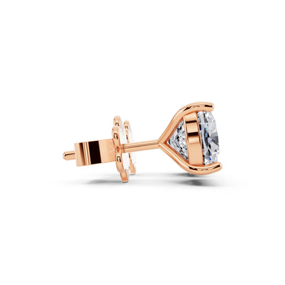 Rose Gold Martini Cushion Lab Grown Diamond Stud Earrings, side view