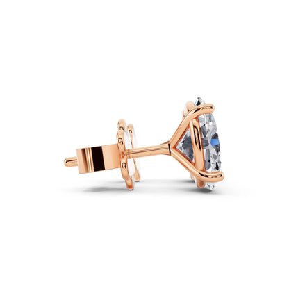 Rose Gold Martini Oval Lab Grown Diamond Stud Earrings, side view
