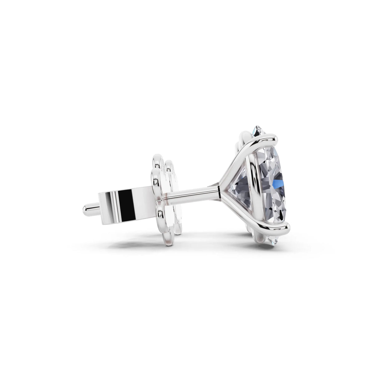 Martini Oval Lab Grown Diamond Stud Earrings, side view