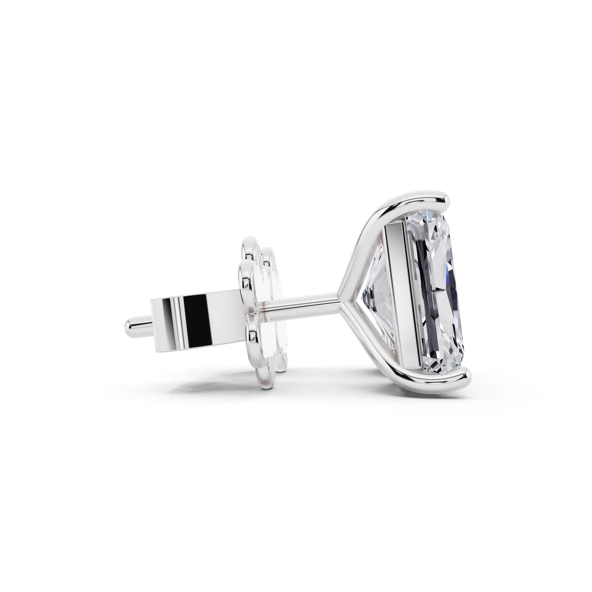 Martini Radiant Lab Grown Diamond Stud Earrings, side view