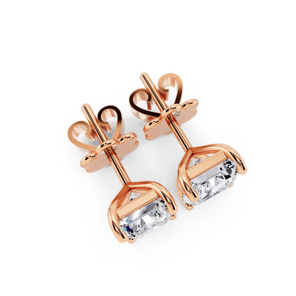 Rose Gold Martini Radiant Lab Grown Diamond Stud Earrings, top view