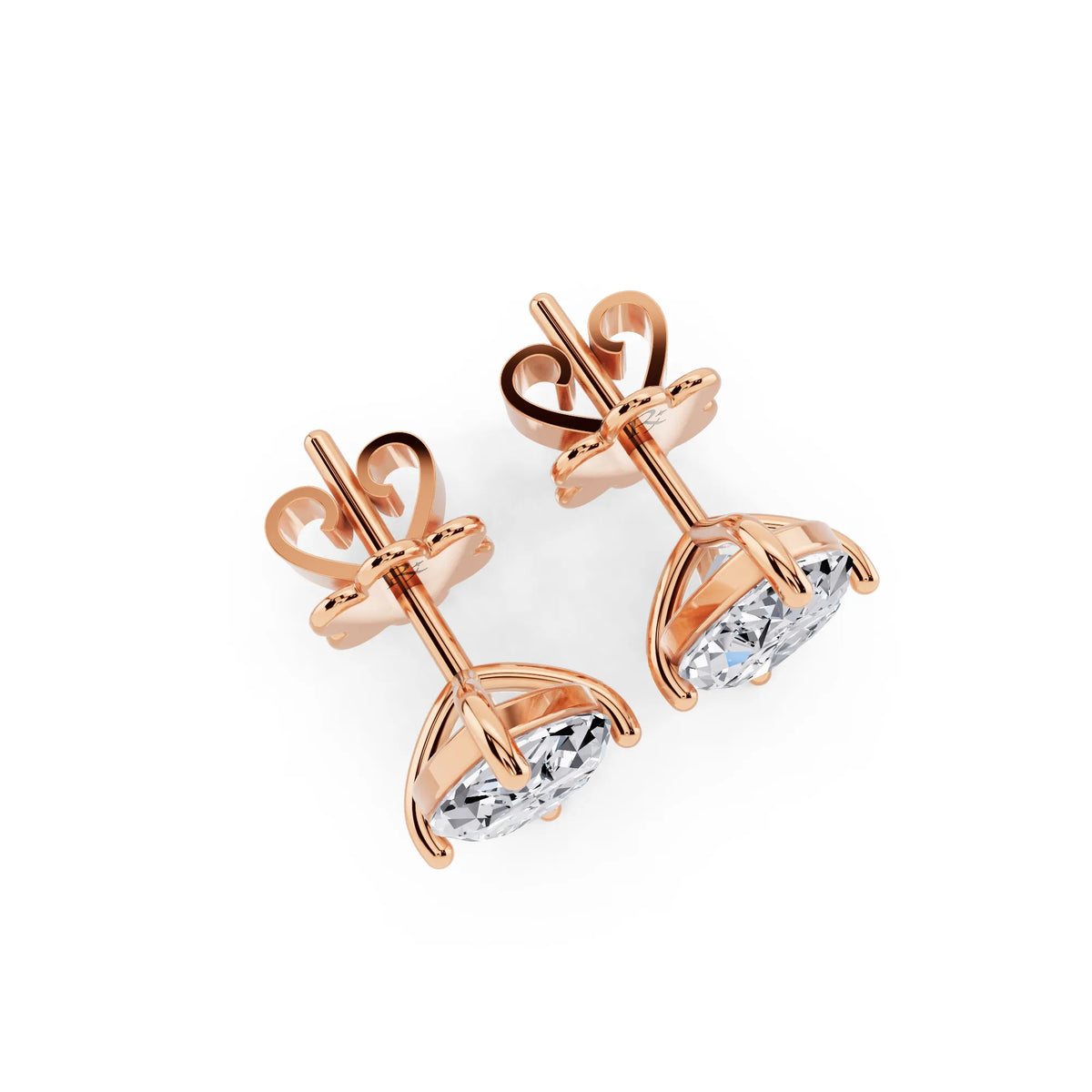 Rose Gold Martini Marquise Lab Grown Diamond Stud Earrings, top view