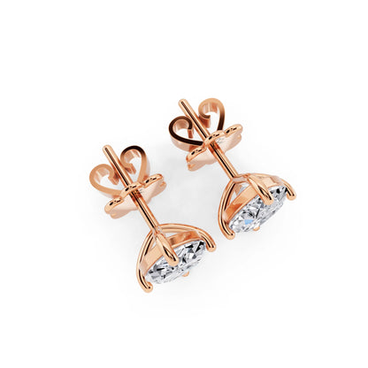 Rose Gold Martini Marquise Lab Grown Diamond Stud Earrings, top view