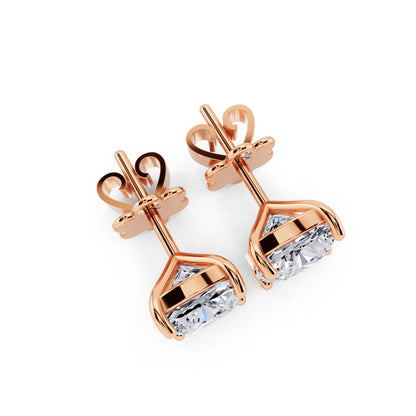Rose Gold Martini Cushion Lab Grown Diamond Stud Earrings, top view