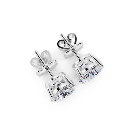 4 Prong Round Lab Grown Diamond Stud Earrings, top view