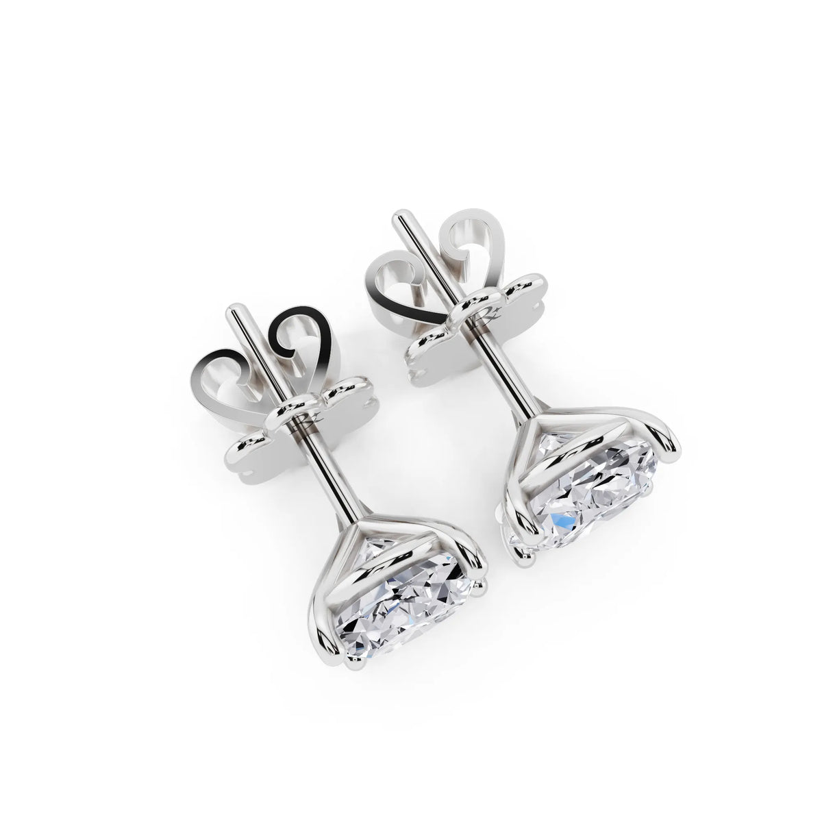 Martini Oval Lab Grown Diamond Stud Earrings, top view