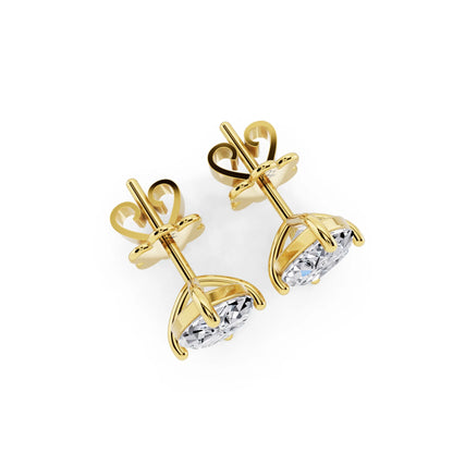 Yellow Gold Martini Marquise Lab Grown Diamond Stud Earrings, top view