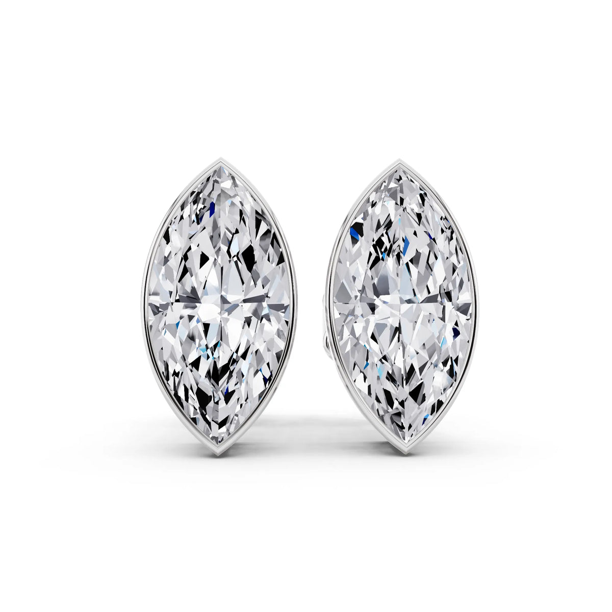 Bezel Marquise Lab Grown Diamond Stud Earrings, front view