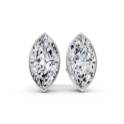 Bezel Marquise Lab Grown Diamond Stud Earrings, front view