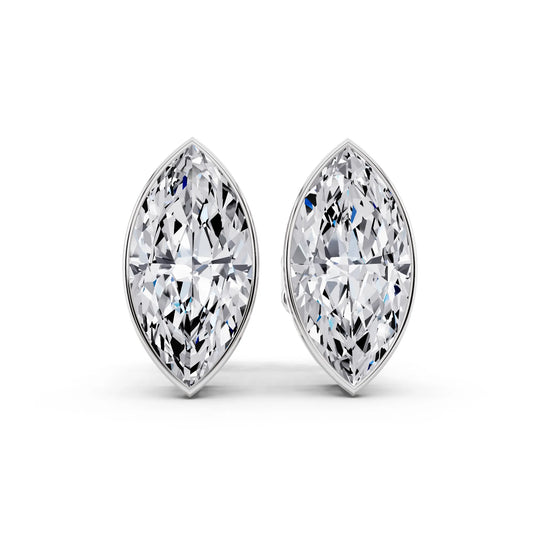 Bezel Marquise Lab Grown Diamond Stud Earrings, front view