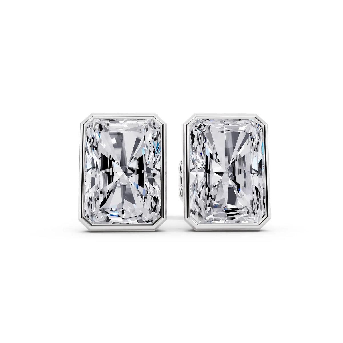 Martini Bezel Radiant Lab Grown Diamond Stud Earrings, front view
