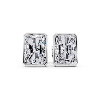 Martini Bezel Radiant Lab Grown Diamond Stud Earrings, front view