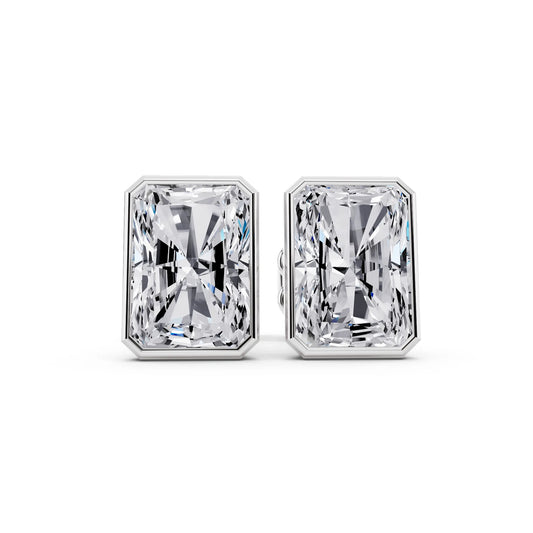Martini Bezel Radiant Lab Grown Diamond Stud Earrings, front view