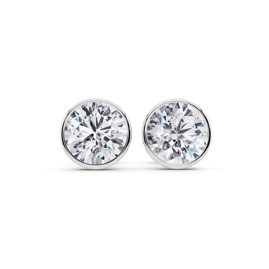 Martini Bezel Round Lab Grown Diamond Stud Earrings, front view