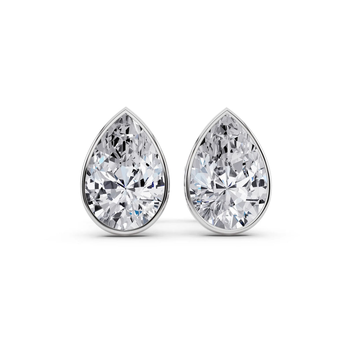 Martini Bezel Pear Lab Grown Diamond Stud Earrings, front view