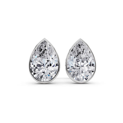 Martini Bezel Pear Lab Grown Diamond Stud Earrings, front view