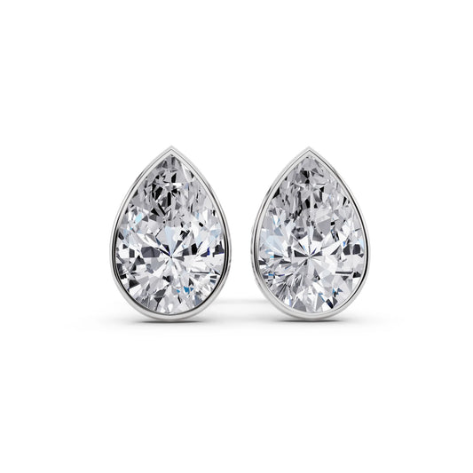 Martini Bezel Pear Lab Grown Diamond Stud Earrings, front view