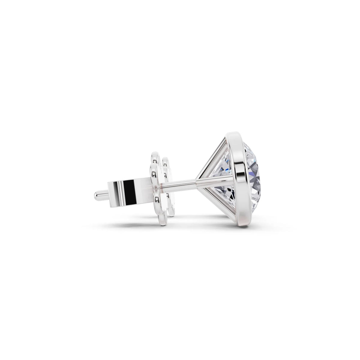 Martini Bezel Round Lab Grown Diamond Stud Earrings, side view