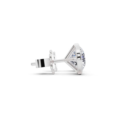 Martini Bezel Round Lab Grown Diamond Stud Earrings, side view
