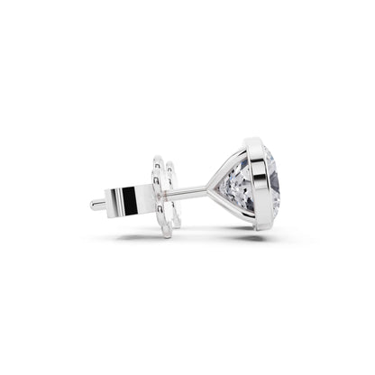 Martini Bezel Cushion Lab Grown Diamond Stud Earrings, side view