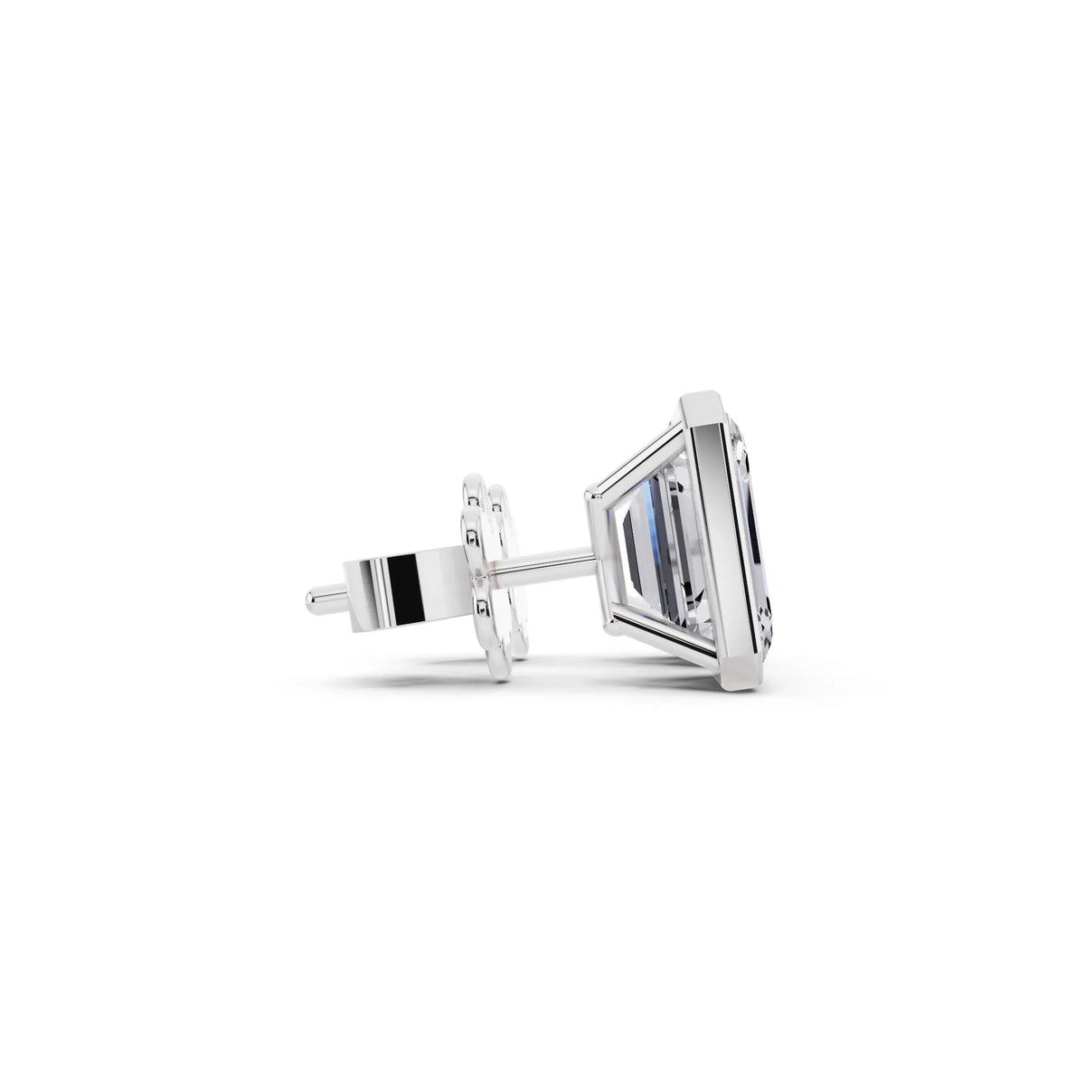 Martini Bezel Emerald Lab Grown Diamond Stud Earrings, side view