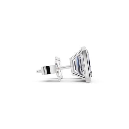Martini Bezel Emerald Lab Grown Diamond Stud Earrings, side view